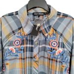 Tolani Collection Plaid Embroidered Button Down Fall Tunic Top Size Large NWT Photo 2