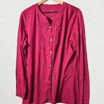 J.Jill   XL Pink Long Sleeve Button-Up Chiffon Bib Knit Shirt Pima Cotton Comfy Photo 0