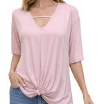Forgotten Grace  Pink Knot Front Top 2X Bohemian Pastel Clean Girl Feminine Photo 0