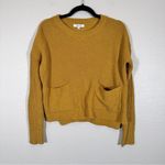 Madewell  Mustard Yellow Chunky Knit Cropped Pullover Sweater Womens XS Fall Cozy Photo 7