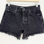 Paige  Denim Noella‎ Frayed Hem Dark Wash Black Jean Shorts Summer Casual Size 25 Photo 0