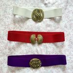 Vintage Deep Violet Elastic Belt with Round Buckle and Swirl Details Purple Photo 3