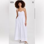 STAUD NWOT  Landry Shoulder-Tie Smocked Cotton Maxi White Dress sz L Photo 2