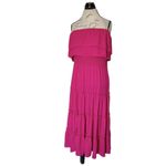 1. State Womens Dress Size Large Strapless Midi Ruby Spice Tiered Smocked Waist Photo 1