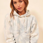 Reformation Tanner White & Blue Light Tie Dye Long Sleeve Hoodie in Tornado XS Photo 0