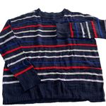 Court & Rowe Sweater Womens Small Black Red Blue Amelia Stripe Oversized Slouchy Photo 2
