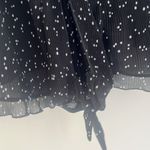 ZARA  polka dot blouse black white tie sleeves size medium crepe Photo 3