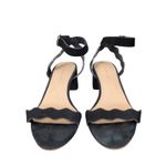 Loeffler Randall  Emi Block Heel Sandals Black Suede Leather Open Toe‎ Women's 9 Photo 2