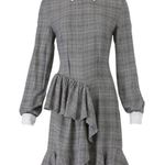 PETERSYN Womens Grey Plaid Collared Long Sleeve Ruffle Mini Dress Size XL Photo 0