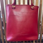 Longchamp  VTG Red Leather Double Strap Shoulder Tote Shopper Bag - READ Photo 5