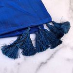 Rhode Resort Lotta high-waist wide leg tassel cropped blue silk pants size small Photo 6