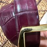 Etienne Aigner NWT  VTG 90s‎ Burgundy Croc-Embossed Leather Belt Gold Tone Detail Photo 6