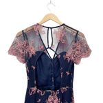 Lovers + Friends  Shoreline Maxi Dress Navy Pink Lace Size Small Sheer Floral Photo 3