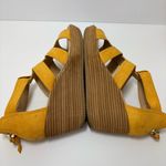 Dr Scholls Suede Wedge Sandal Sz 8.5 M Long Island Yellow Zip Back Photo 6