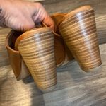 Gentle Souls Kenneth Cole Leather Open Toe Chunky Wooden Heel Mule Serella Brown Photo 2