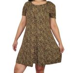 Just in Thyme 1990s Leopard Print Short Sleeve Casual Mini Dress Size 4 Small Brown Photo 0