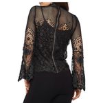 Bold Elements black lace top with long bell sleeves and back zipper Photo 2