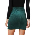Simplee Boho Green Corduroy Embroidered High Waist Zippered Mini Skirt Cute L Size L Photo 7
