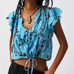 Free People  Naya Printed Ruffle Floral Top NWT Size S Photo 0