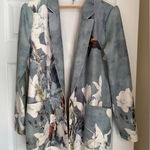 Tempo Paris  Blazer Jacket Sz Medium Art Nature Romantic Whimsical Suede Feel V2 Photo 0