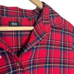 Uniqlo New Top Womens S Plaid Button Up Shirt Collar Long Sleeve Christmas Red Photo 9