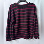 Sanctuary  Sweater Black & Red Striped Size Zip V-neck Size Medium Photo 8