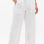 Athleta  Retreat Linen High Rise Wide Leg Women's Pant Sz 6 in Calla Lily White Photo 0