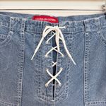 Gloria Vanderbilt  Pinstripe Lace Up Sailor Cropped Capri Pants Boho Plus Size 14 Photo 1