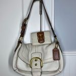Coach Y2K Soho Shoulder Bag White Brown Front Buckle Flap Hobo Purse & Wallet Photo 0