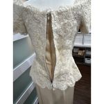 Vintage silk Fabian Molina Cream Lace Peplum Dress size 8 Off Shoulder Formal Tan Photo 8