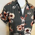 J for Justify Women’s Shirt Dress Gray Floral Buttons Collared Casual Size Large Classic Light Photo 3