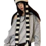 Striped Black and White Knit Hat Photo 0