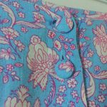 Versona  Blue Floral Linen Boho Retro Wide Leg Pants Size 4 Photo 6