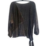 Vintage My Kinda Gal Metallic Geometric Batwing 80’s Relaxed Sheer Blouse Sz Lg Photo 0