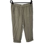 J.Jill Olive Green 100% Linen Garment Dyed Cropped Pants Photo 1
