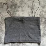 ZARA  Gray Ribbed Cropped Tank‎ Top Spaghetti Strap M Photo 0