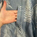 Weavz | Chambray Shirt with Light Pink Stripes and Fern Leaves sz M Blue Size M Photo 2