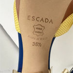 ESCADA Strappy Sandals Block Wooden Heels Colorful Retro Women’s Size US 6 Yellow Photo 8