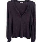LA Made  Purple Ribbed V Neck Long Sleeve Top Medium New Photo 0