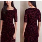 Anthropologie MAEVE Elron Ruched Lace Dress Burgundy Size 2 Square Neck NWT Photo 1