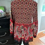 Melissa Paige Boho Peasant Tunic Top Red Paisley Print Long Sleeve Size M Photo 7