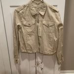 BLANK NYC women’s beige cotton trucker military jacket zipper front drawstring S Photo 6