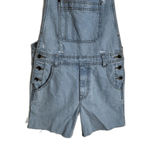 BDG Shortall Overalls Womens 30W Light Wash Denim Distressed Raw Hem Shorts Photo 2