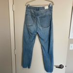 EXPRESS Super High Waisted Light Wash Raw Hem Slim Jeans Photo 4