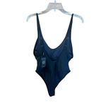 Relleciga  Black Sz Lg High Cut Low Back Skimpy 1 Piece Thong Swimsuit NWT Photo 1