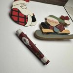 Santa Claus Christmas Holiday Brooch Pin Lot Of 3 Wood / Cinnamon Stick Photo 5
