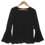 Lulus New Top Womens XS Let It Be Me Open Back Tie Long Bell Sleeve Top Black Photo 0