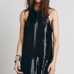 Free People  night out Black Sequined Liquid Shine Party sleeveless halter dress Photo 0