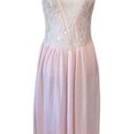 Victoria's Secret Vintage 80's Pink Bridal Lace & Mesh Nightgown Slip Small Photo 0
