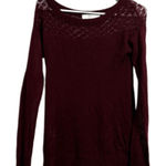 Loft ‎ Deep Burgundy Lace Detail Blouse Photo 0